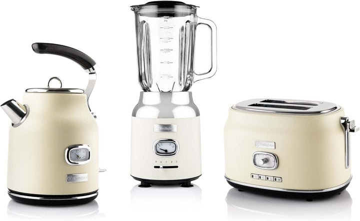 Westinghouse Retroline Frühstück-Set Weiss, Toaster, Standmixer & Wasserkocher, 1.7 Liter & Kalkfilt