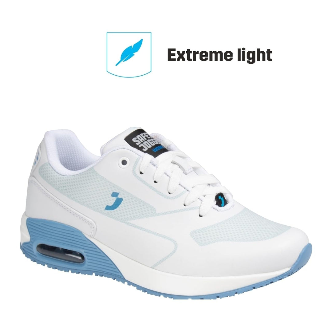 Oxypas ElaS4201lbl Ela SRC-Sportschuhe, Arbeitsschuhe, Sneaker,White with Light Blue,42 EU 42 EU Bla