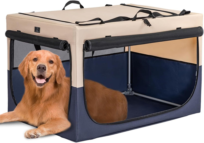 A 4 Pet Hundebox Faltbar für Mittelgrossen Hunde Hundetransporttasche,Auto Hundebox (L, Blau) L Blau