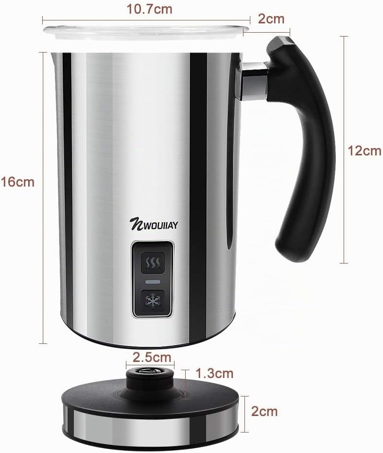 NWOUIIAY Milchaufschäumer Elektrisch 500W Edelstah Automatischer Milchschäumer 240ml Für heissen und