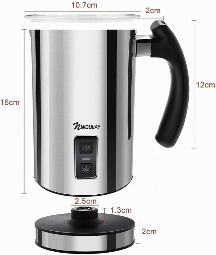 NWOUIIAY Milchaufschäumer Elektrisch 500W Edelstah Automatischer Milchschäumer 240ml Für heissen und