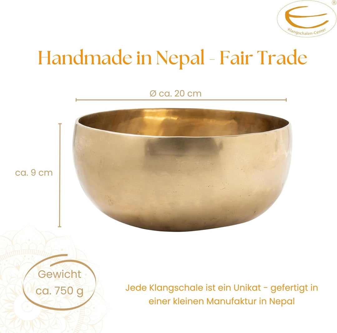 Nepal Klangschale I Handgearbeitet I ca. 700-800 g I Für Meditation, Yoga &amp; Entspannung I Inkl. Zube