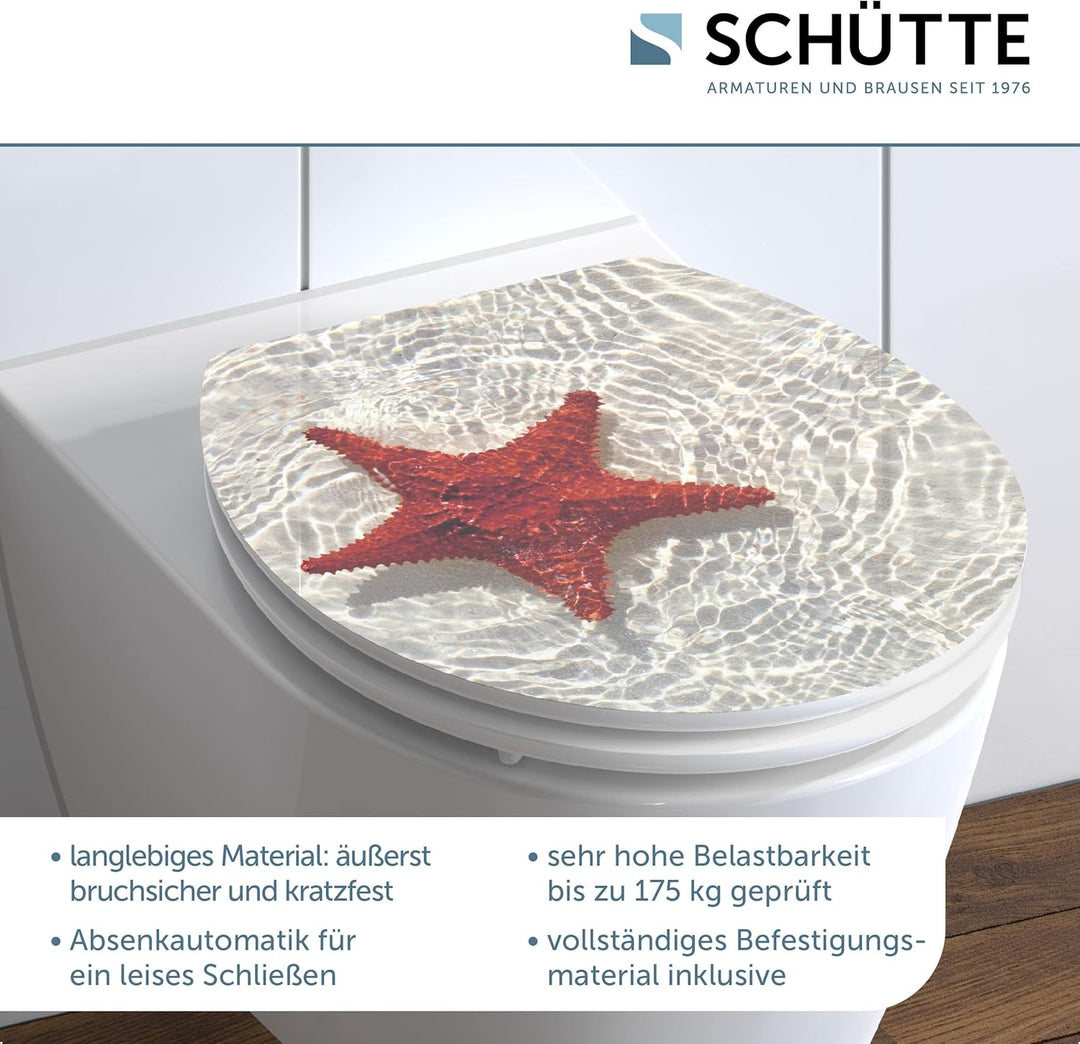 SCHÜTTE WC-Sitz STARFISH mit Absenkautomatik aus Holz, Design Toilettendeckel mit 175kg Belastbarkei
