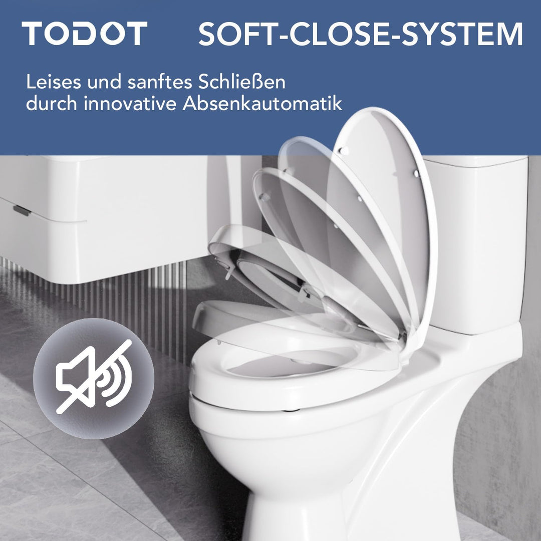 WC-Sitz erhöht 5cm für ältere/behinderte Menschen, WC-Sitzerhöhung Toilettensitz aus Duroplast, leis