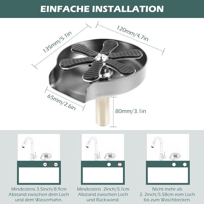 Dyna-Living Gläserspüler Edelstahl Automatische Glasspüler Waschbecken Tassenspüler Cup Washer Flasc