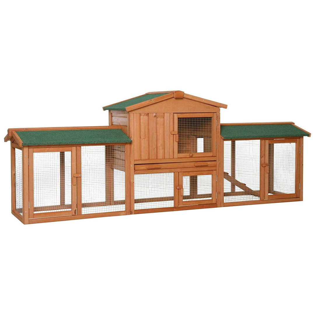lionto Kaninchenstall aus Holz Kleintierhaus Nagerhaus Kleintierstall 212x52x85 cm