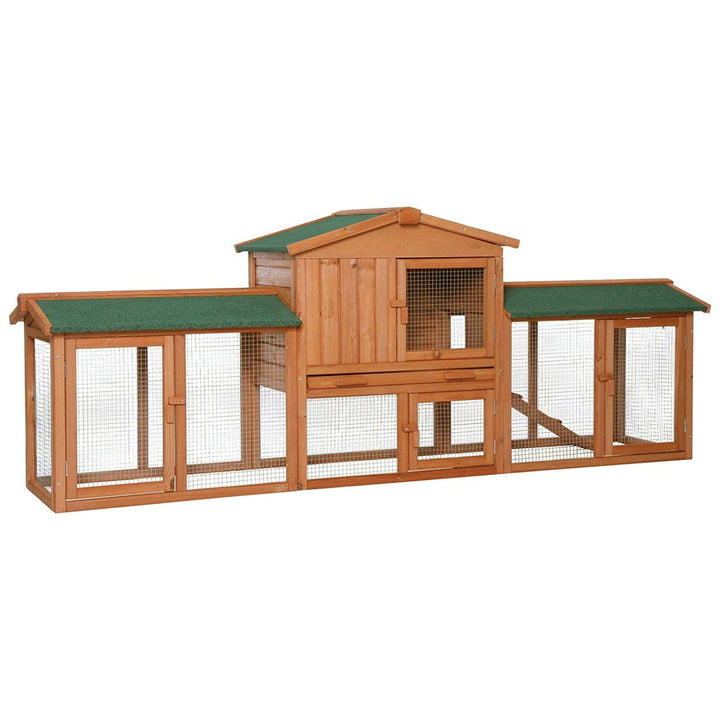 lionto Kaninchenstall aus Holz Kleintierhaus Nagerhaus Kleintierstall 212x52x85 cm