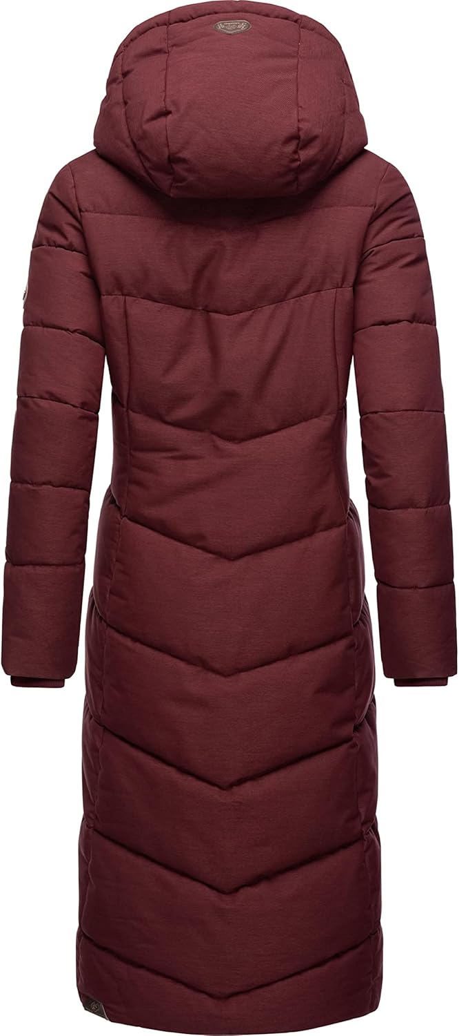 Ragwear Damen atmungsaktiver Wintermantel warmer wasserdichter Steppmantel lang mit Kapuze Pavla Lon
