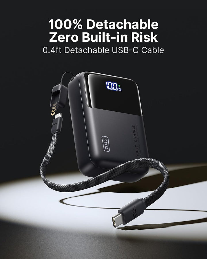INIU 100W Laptop Power Bank, Ultra Kompakt 25000mAh Schnellladung Powerbank | Angebrachtem USB C Kab