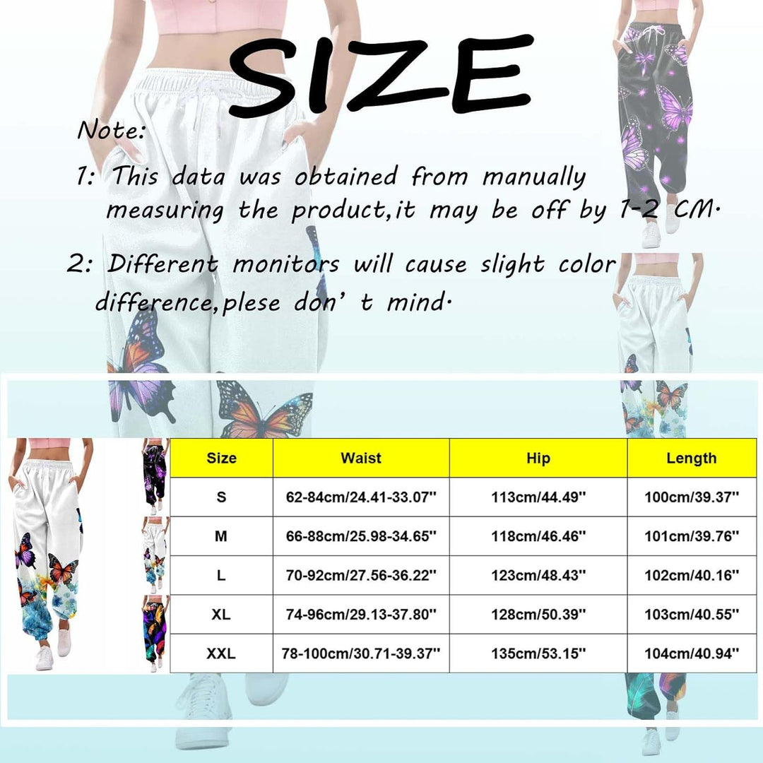 Jogginghose Damen, Damen Jogginghose Lang High Waist Trainingshose mit Taschen Schmetterling Drucken