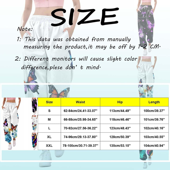 Jogginghose Damen, Damen Jogginghose Lang High Waist Trainingshose mit Taschen Schmetterling Drucken