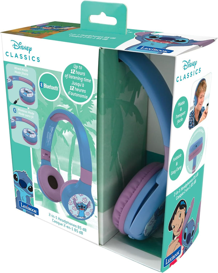 Lexibook - Disney Stitch - 2-in-1 Bluetooth- und kabelgebundene Kopfhörer mit Mikrofon und Steuerung