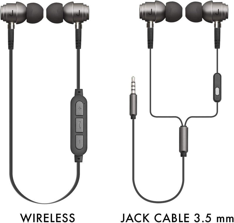 JAZ Harmony Kopfhörer mit Drahtlos/Drahtlos-Adapter, Metallfinish, Tasten für Musik- und Anrufverwal