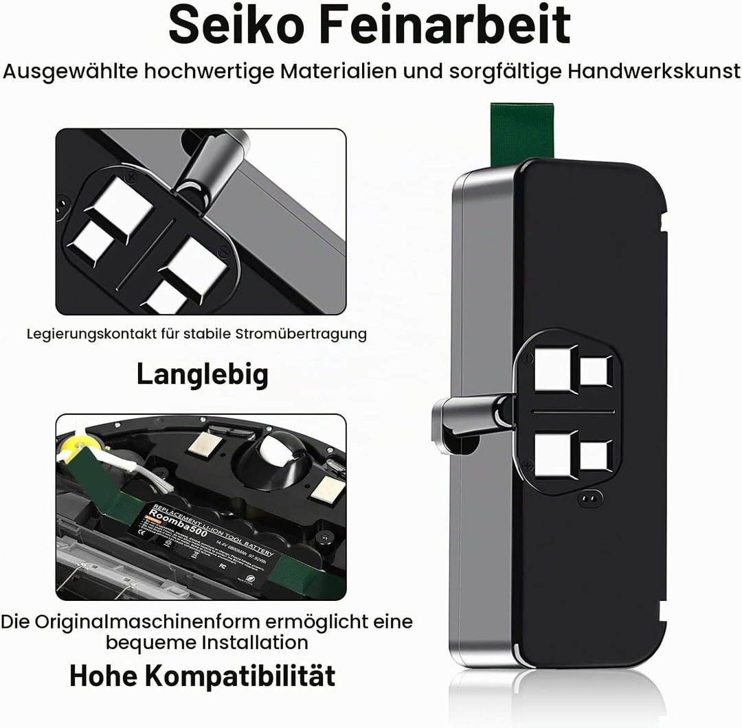 6400mAh Ersatzakku für iRobot Roomba Li-Ion Akku14.4V 6400Ah Akku für Roomba 500 600 700 800 Serie E