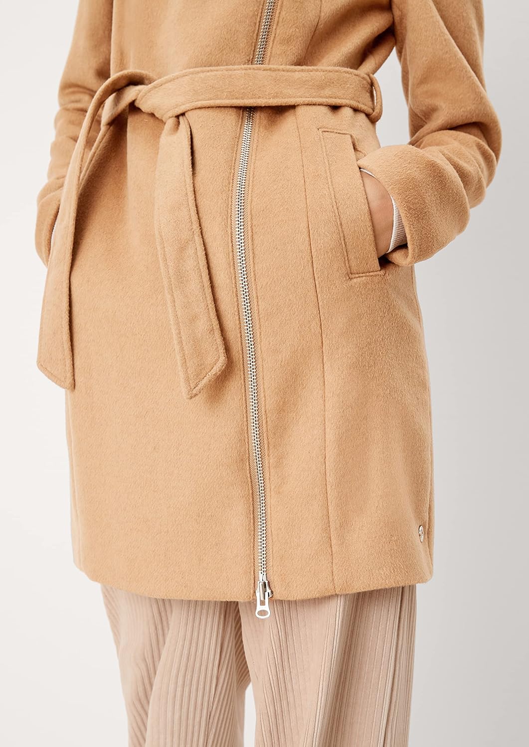 s.Oliver Kapuzenmantel aus flauschigem Wollmix 34 Beige, 34 Beige