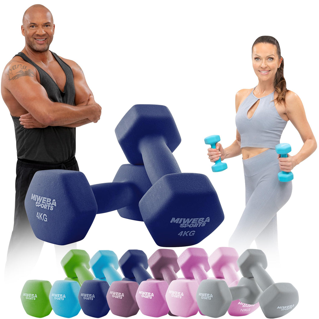 Miweba Sports Neopren Hantelset NKH100 | 𝐏𝐫𝐨𝐟𝐢 Hanteln - 0.5-10.0 Kg - Hexagon Hanteln Set - Kurzhan