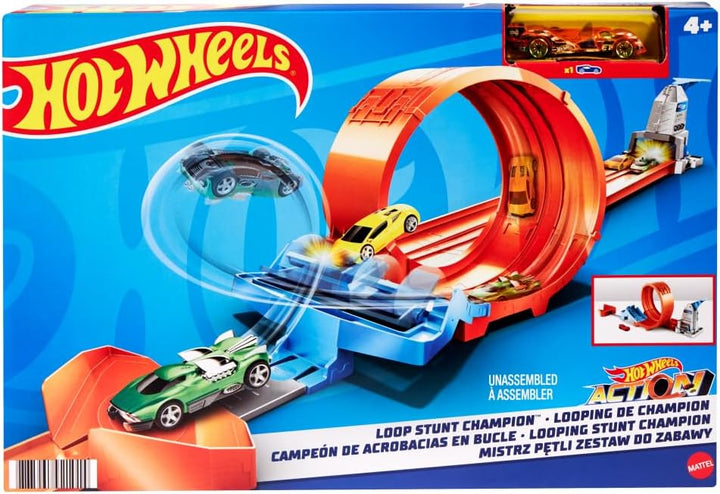 Hot Wheels GTV13 - Loop Stunt Champion Track-Set mit 1 Hot Wheels Fahrzeug im Massstab 1:64, Spielze