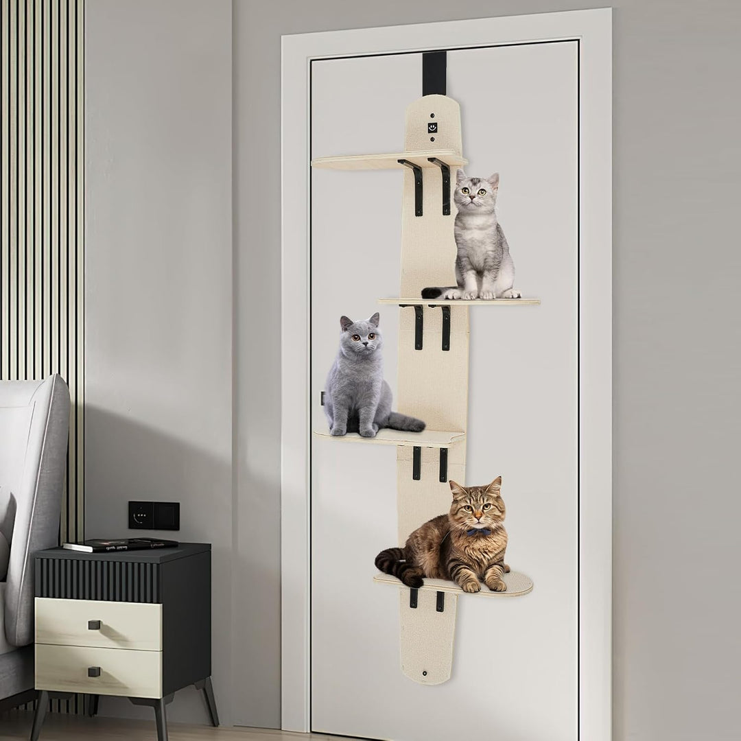 Türhängender Katzenbaum 4 Ebenen vertikaler Tür-Kletterturm für Katze | 4 Ebenen Kratzbaum Türhängen