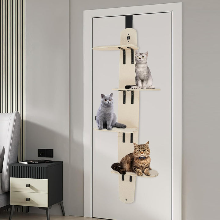 Türhängender Katzenbaum 4 Ebenen vertikaler Tür-Kletterturm für Katze | 4 Ebenen Kratzbaum Türhängen