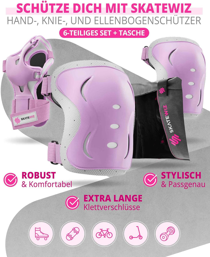 SKATEWIZ Skate Protektoren Set - Für Kinder, Jugendliche und Erwachsene von Deutschem Hersteller [6e