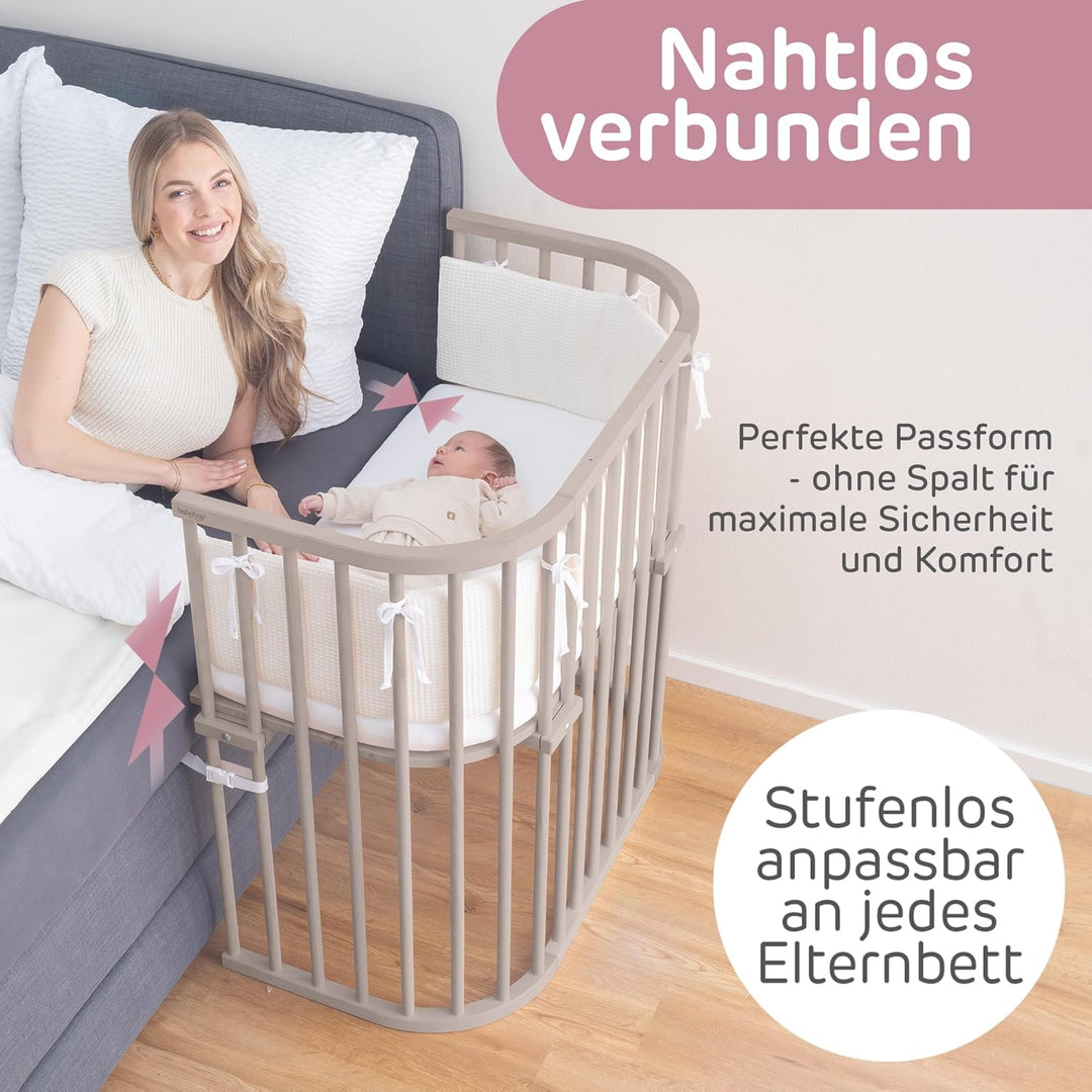 babybay Boxspring Beistellbett aus massivem Buchenholz/kompakt & verwandelbar/Kinderbett Höhe stufen