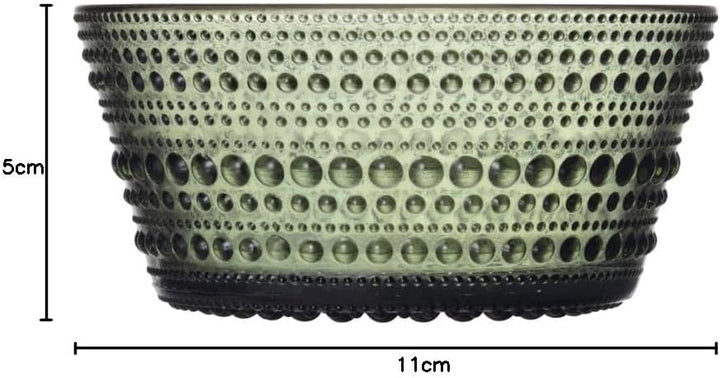 Iittala Kastehelmi Schale aus Glas hergestellt, in der Farbe Tannengrün, Volumen: 23 cl, Höhe: 5 cm,