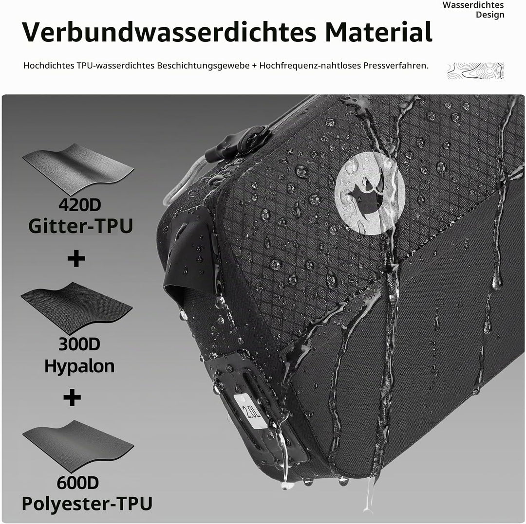 Rhinowalk Fahrrad Oberrohrtasche 2.0L – wasserdichte Lange Rahmentasche mit Reissverschluss – Montag