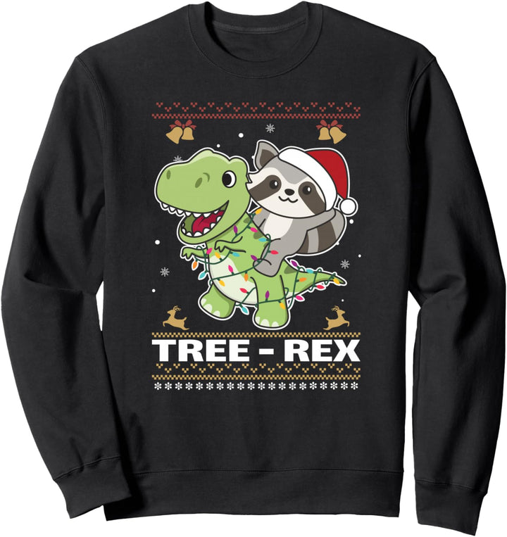 Frohe Weihnachten Hässliche Weihnachten Waschbär T-Rex Tree Rex Sweatshirt