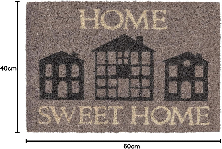 Rutschfeste Kokosmatte - Fussmatte Home Sweet Home grau 40x60cm (Rechteckig) Home Sweet Home Grau 40