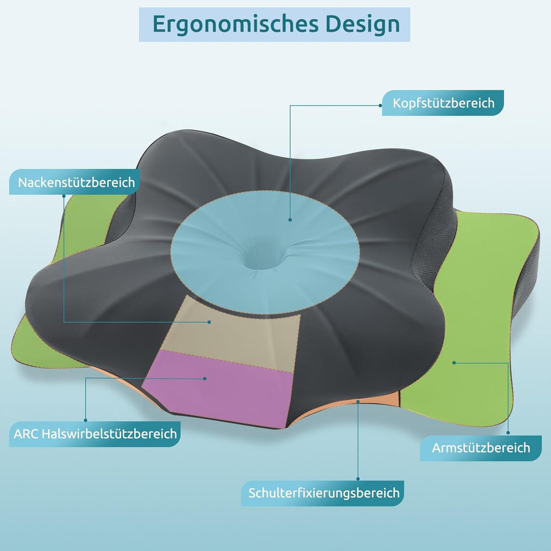 DONAMA Memory Foam Kissen ergonomisches Nackenkissen Kopfkissen Seitenschläferkissen für Seiten, Rüc