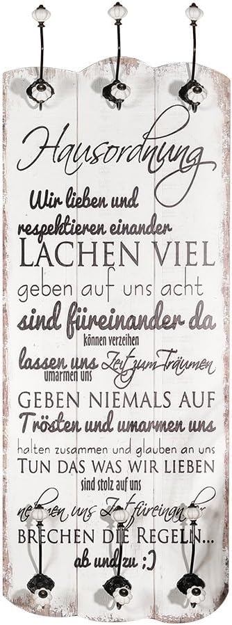 Melko Garderobenpaneel 100CM 6 Kleiderhaken Holz Shabby Hakenleiste Aufhängung Weiss