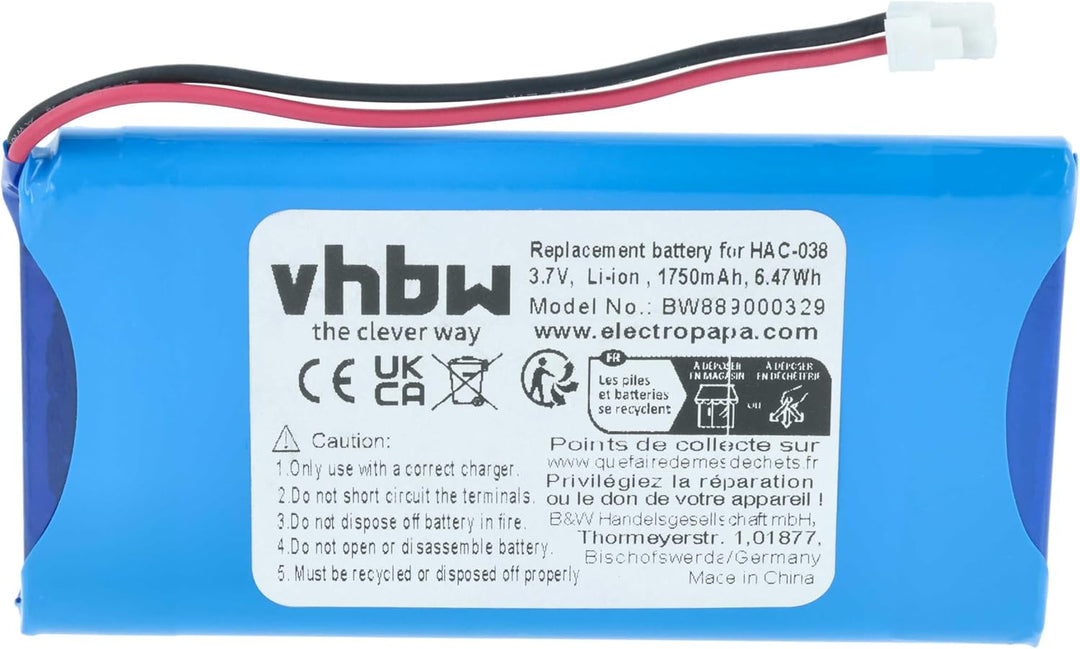 vhbw Akku Ersatz für Nintendo HAC-038 für Spielekonsole (1750 mAh, 3,7 V, Li-Ion)