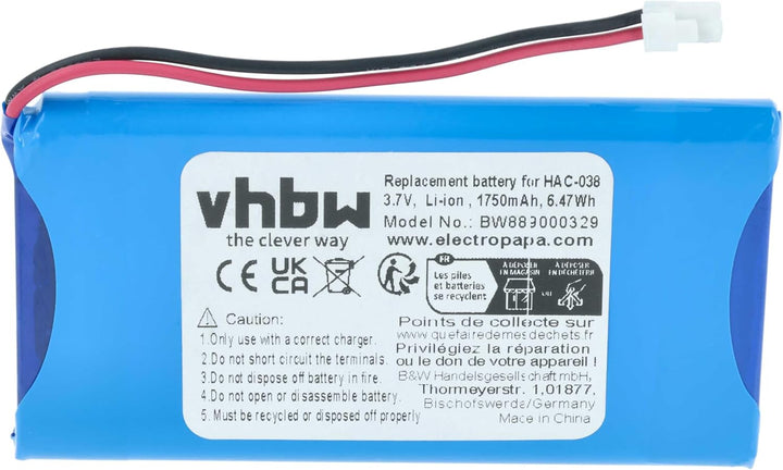 vhbw Akku Ersatz für Nintendo HAC-038 für Spielekonsole (1750 mAh, 3,7 V, Li-Ion)