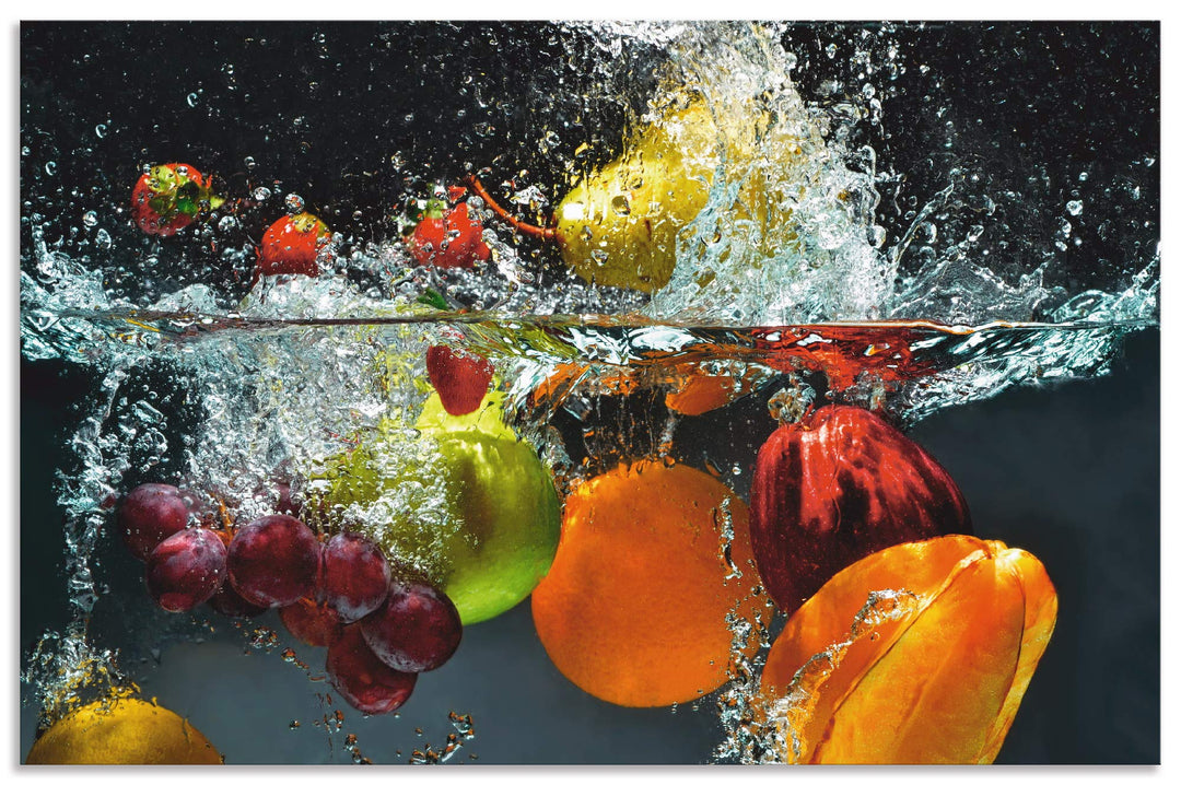 ARTland Spritzschutz Küche aus Alu für Herd Spüle 100x65 cm (BxH) Küchenrückwand mit Motiv Essen Obs