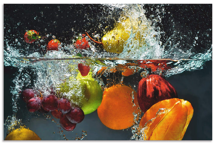 ARTland Spritzschutz Küche aus Alu für Herd Spüle 100x65 cm (BxH) Küchenrückwand mit Motiv Essen Obs