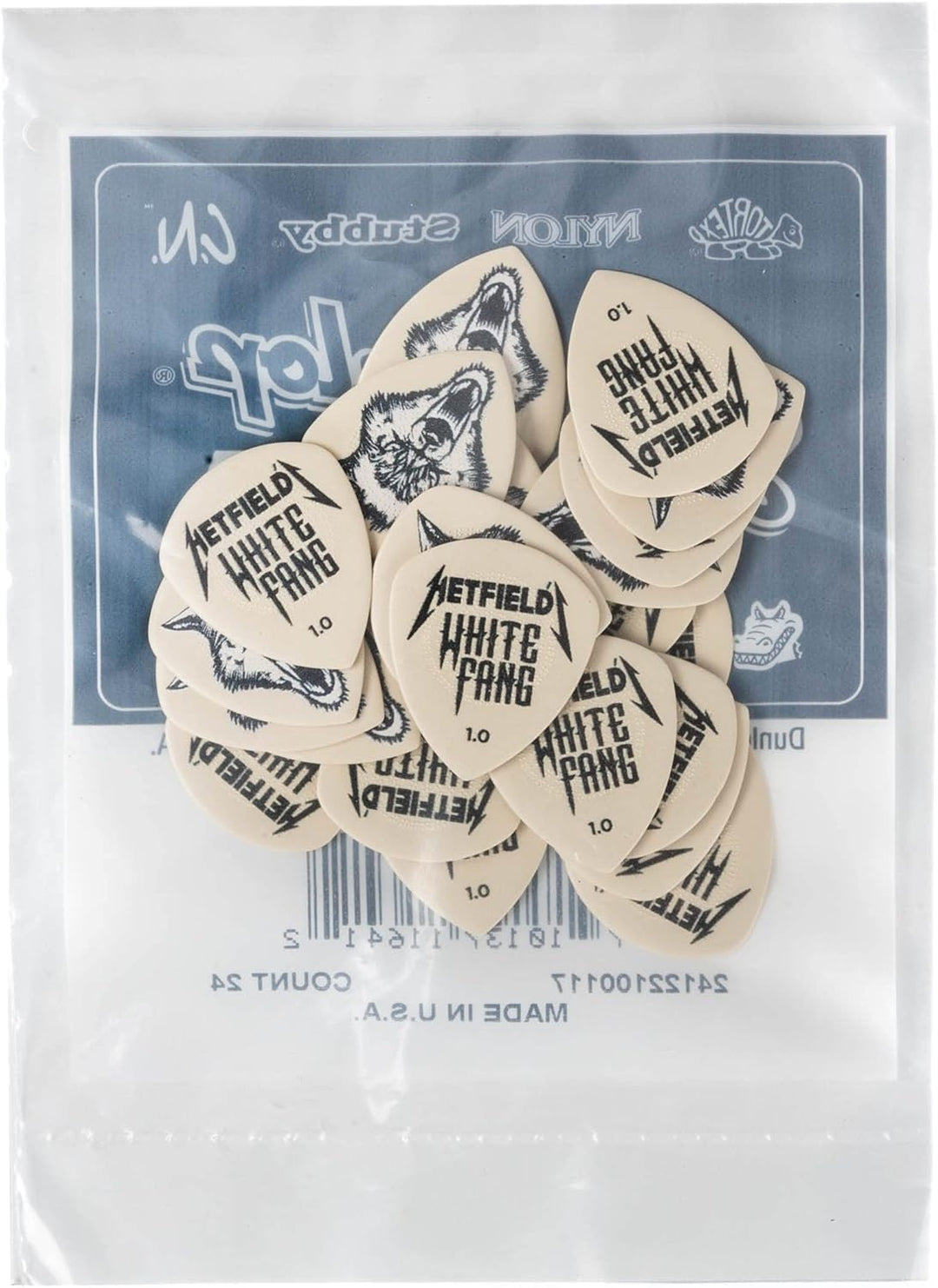 Médiators Jim Dunlop 1,00mm ADU PH122R100 Sachet de 24 White Fang Sachet de 24 1,00mm Gitarrenplektr