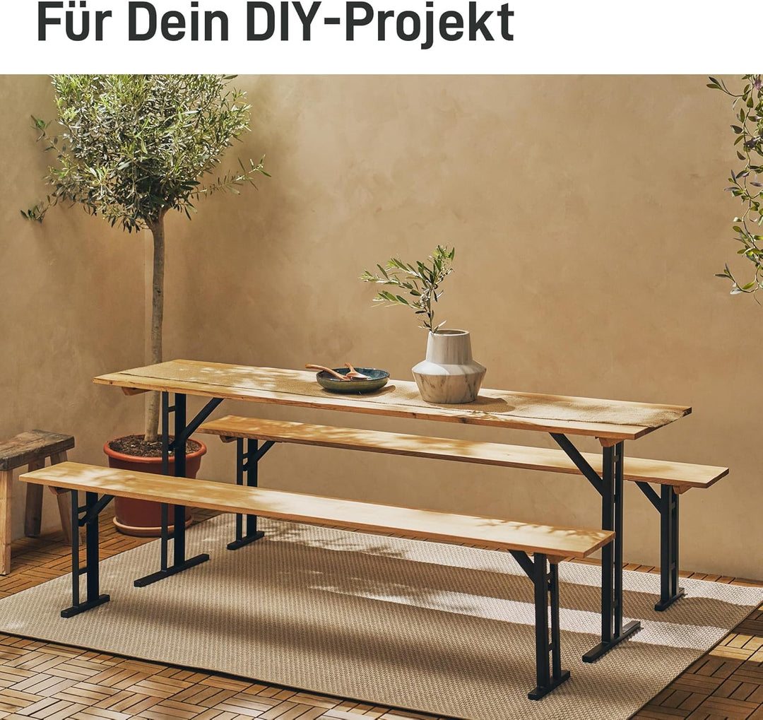 Natural Goods Berlin 2er Set I-Form Gestell für Bierzeltgarnitur (Schwarz, 70x42 cm) – Klappbare Met
