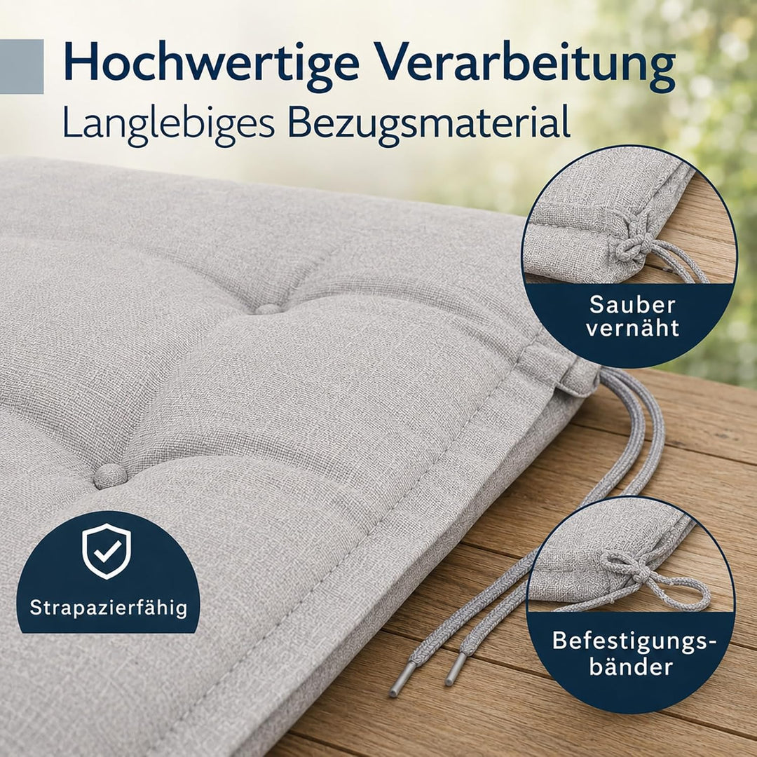 Hochlehner Auflagen 2er Set 120x50x5,5cm Anthrazit Grau Sitzpolster Komfort | BURI Gartenstuhlauflag