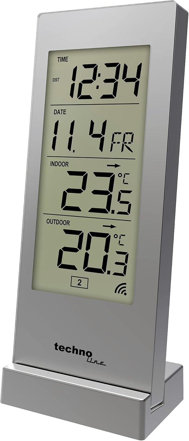 techno line WS9767 Funk-Wetterstation mit Aussensensor - Digitale Temperaturstation mit Funkuhr | In