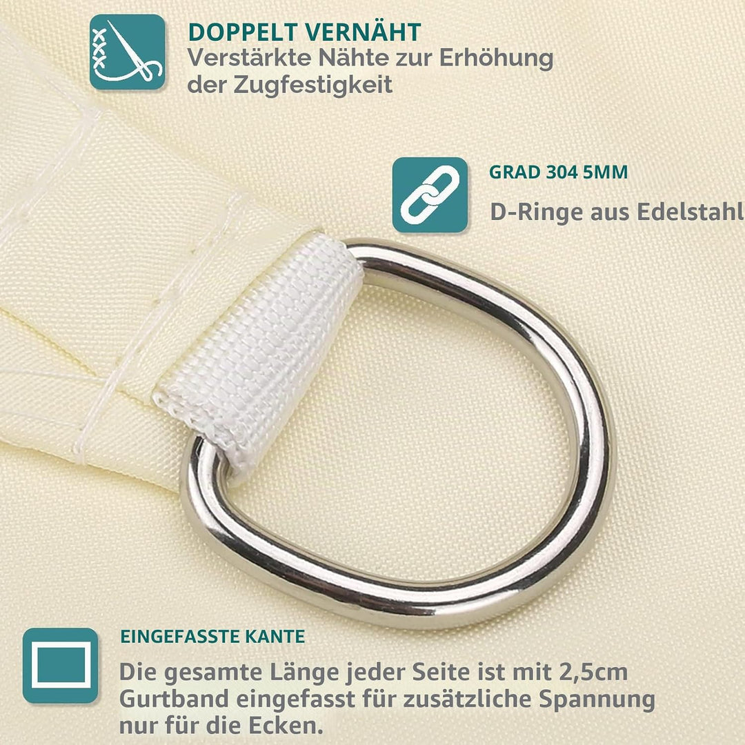 Sonnensegel Dreieck 2 x 2 x 2m Wasserdicht Sonnenschutz inkl Befestigungsseile PES Polyester mit UV