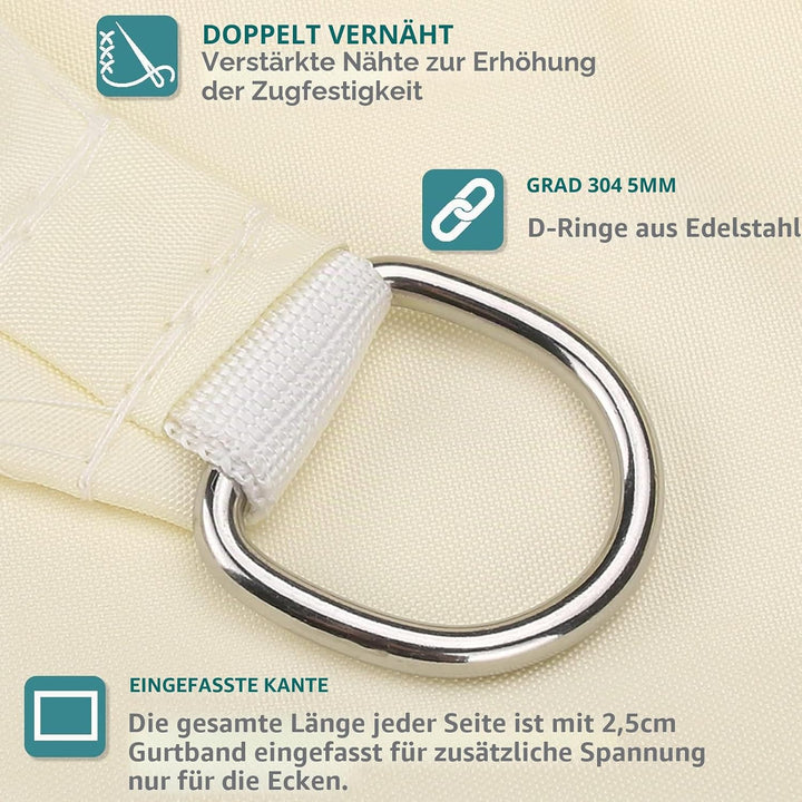 Sonnensegel Dreieck 2 x 2 x 2m Wasserdicht Sonnenschutz inkl Befestigungsseile PES Polyester mit UV