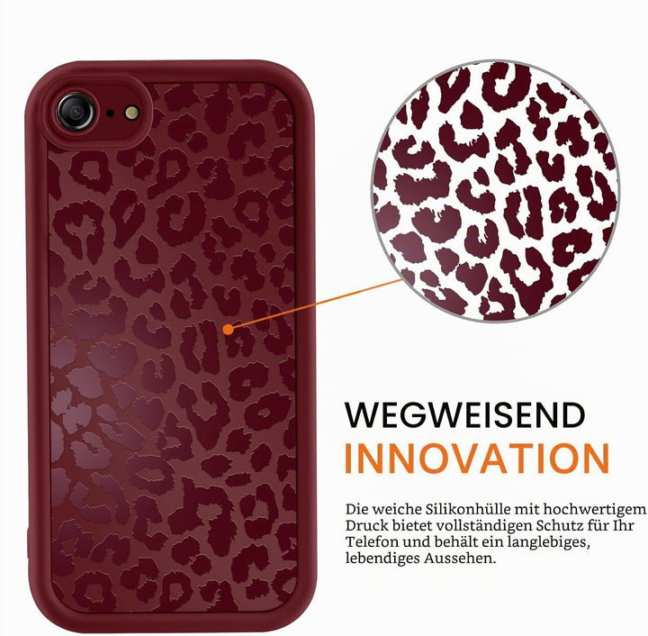 ZhuoFan Handyhülle für iPhone 7/8/iPhone SE 2022 /SE 2020 hülle 4,7”, Aesthetic Leopard Muster Rot M