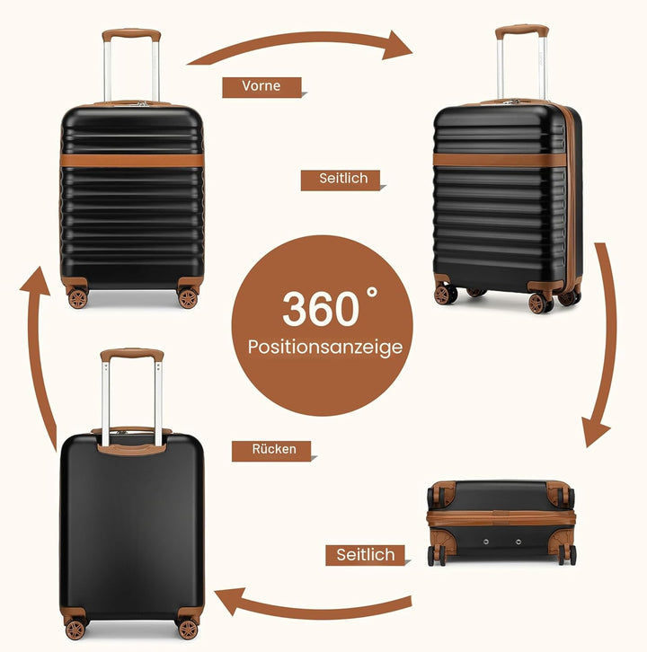 KONO Koffer Trolley Handgepäck Koffer Hartschalenkoffer aus ABS+PC leicht Reisekoffer mit 4 Rollen T