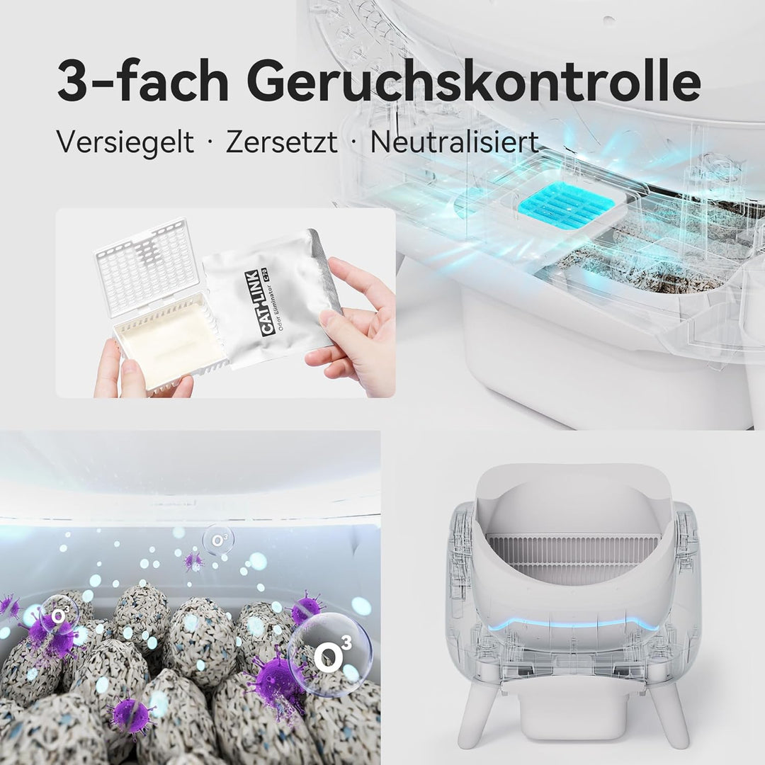 CATLINK Selbstreinigende Katzentoilette, Katzenklo XXL mit offenem Top-Design, 5 GHz WLAN, 12L Gross