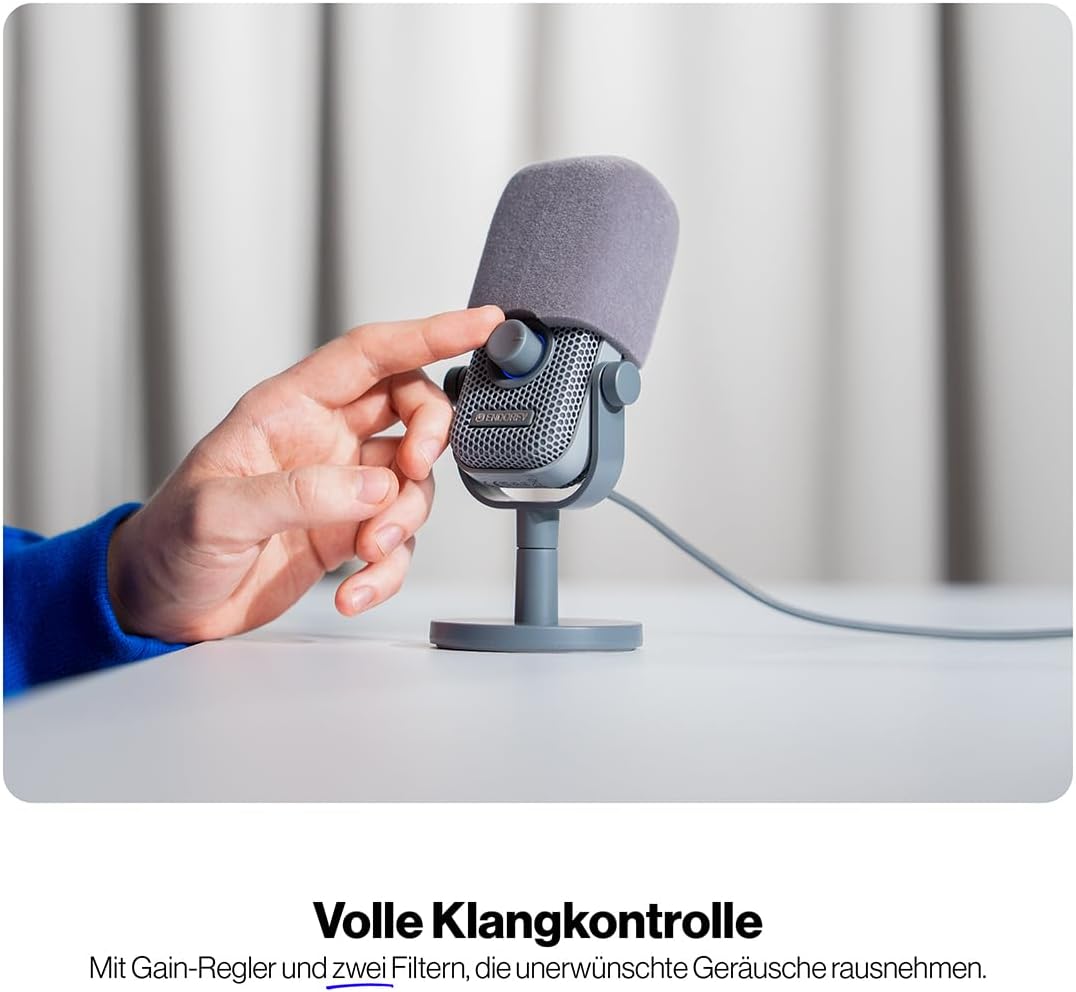 ENDORFY Solum Voice S Alt Gray, Gaming PC mikrofon, Podcast, Streaming, RGB-Beleuchtung, USB Plug &