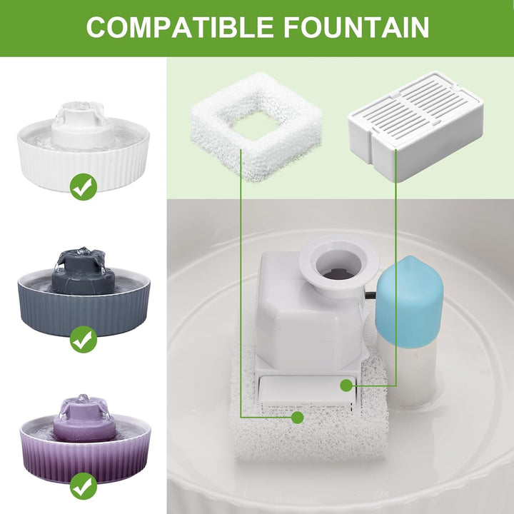 Katzenbrunnen Filter, VinDox 2.1L Trinkbrunnen für Katze Keramik Filter, Katzenbrunnen Ersatzfilter,