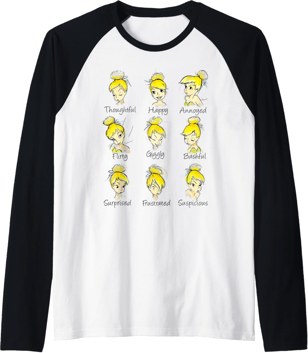 Disney Peter Pan Tinker Bell Emotions Sketch Raglan