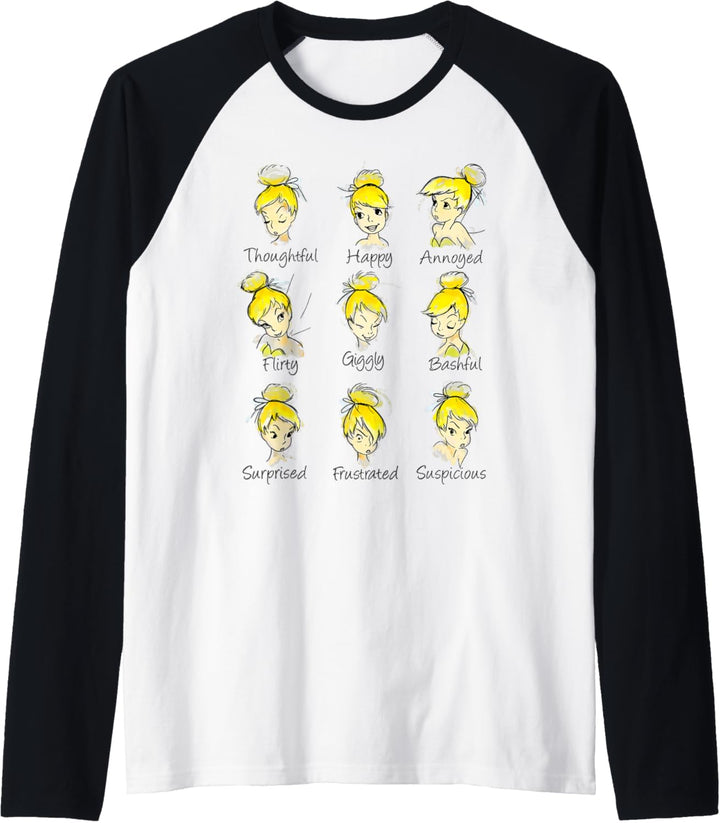 Disney Peter Pan Tinker Bell Emotions Sketch Raglan