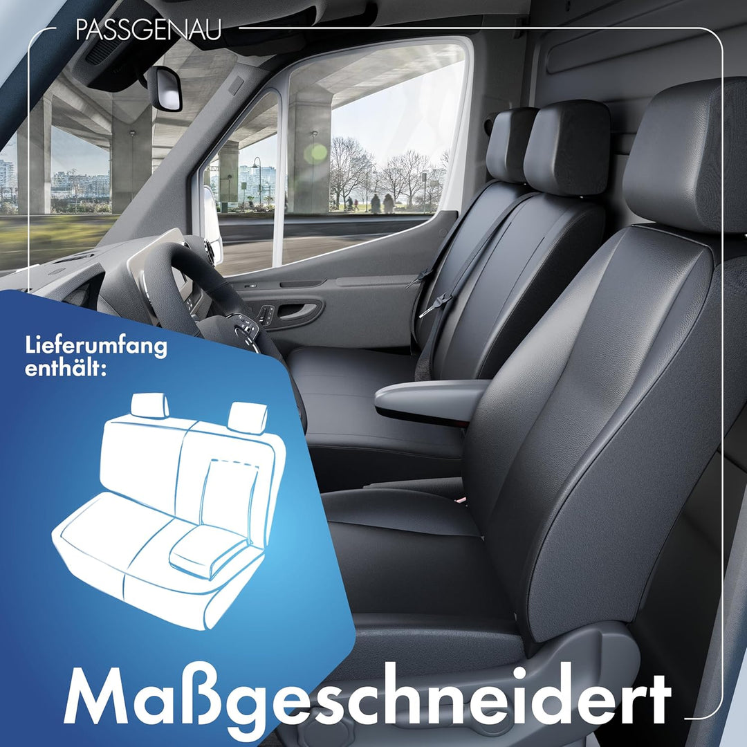 Walser Transporter Sitzbezüge Auto kompatibel mit Ford Transit, Doppelbank vorne teilbar, Auto Sitzb