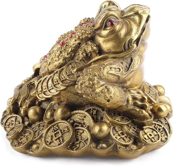 Zerodis Chinesische Feng Shui Frösche Messing Goldene Kröten Dreibeinige Statue Geldfrösche Reichtum